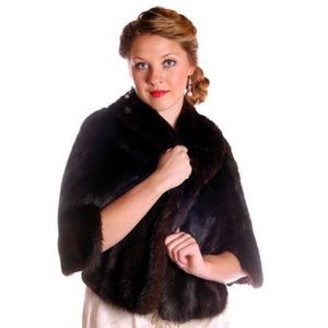Faux fur coat vintage classic style dark brown XS